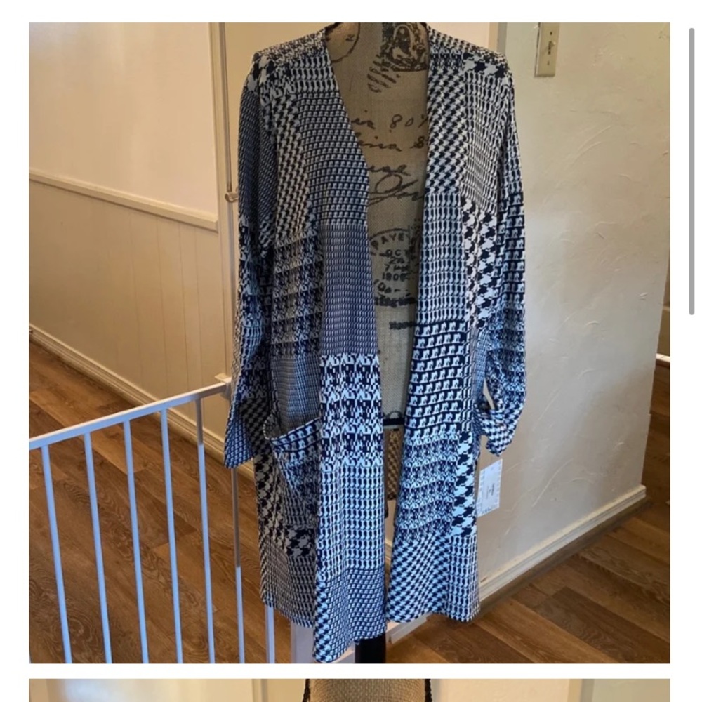 NWT Lularoe Caroline Cardigan Navy n White
